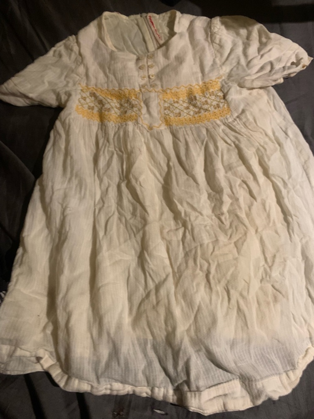 Gucci Cream Babydoll style  Dress with orange yellow and tan embroidered Detail